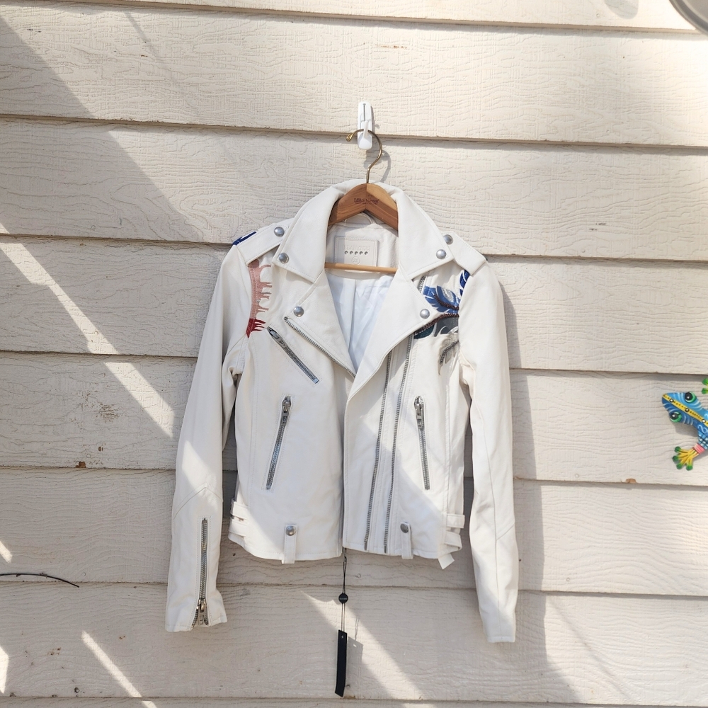 Blank NYC Palm Breeze Moto Jacket Vegan Leather Embroidered Beaded XS NWT - Picture 7 of 15